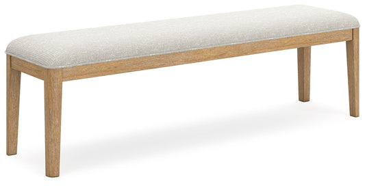 Rencott - Large Upholstered Dining Room Bench - Light Brown