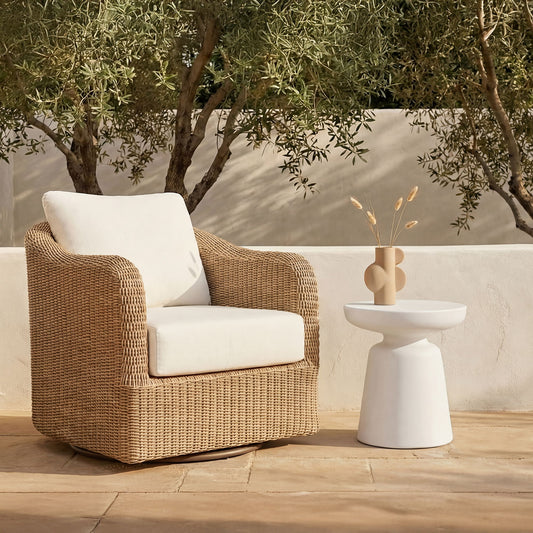 Ruth - Outdoor Side Table - White / Light Brown