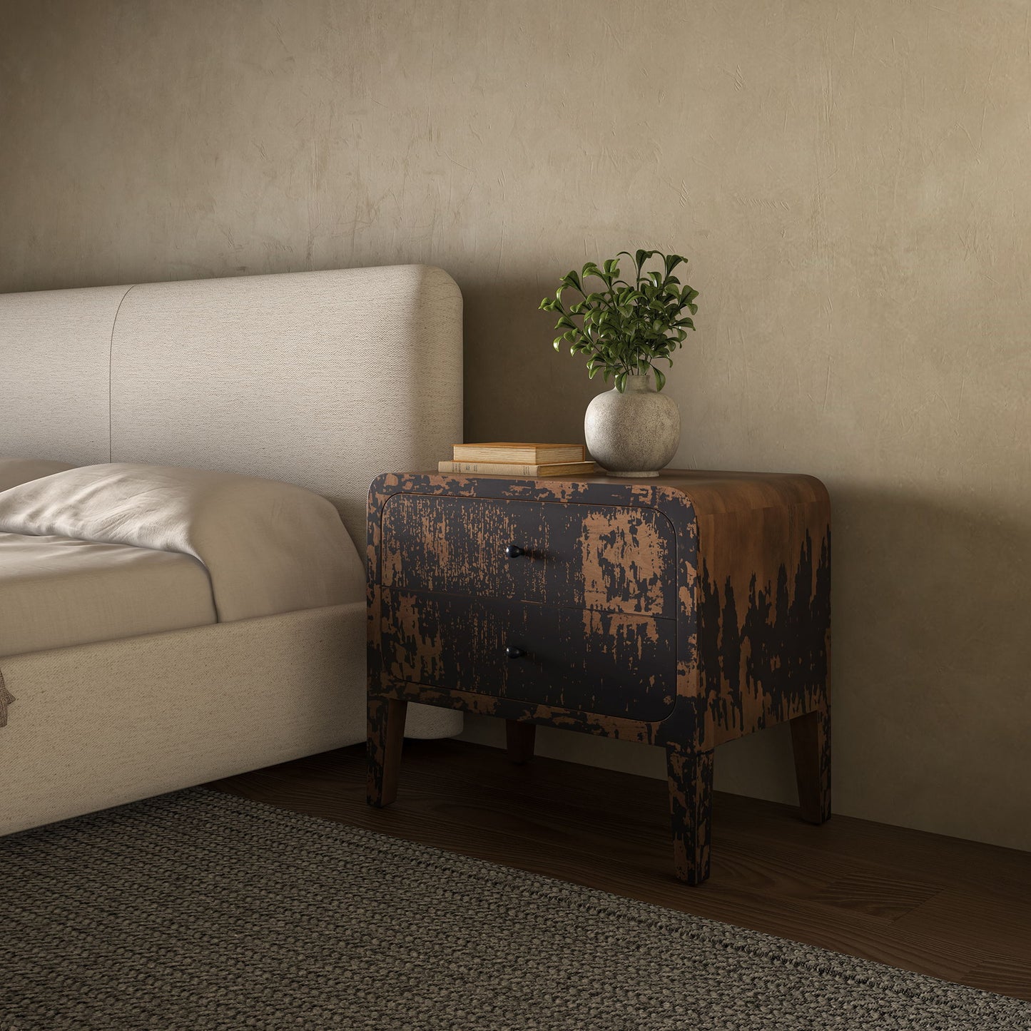 Iris - Nightstand - Distressed Black