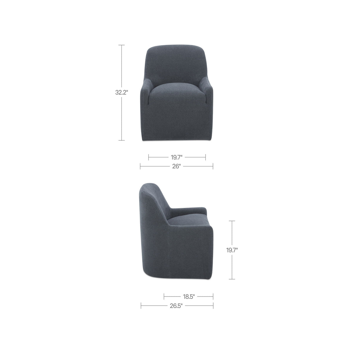 Maisie - Fabric Rolling Dining Chair - Slate Blue