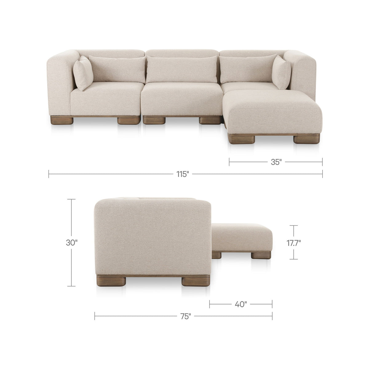 June - Lounge Modular Sectional - Oatmeal