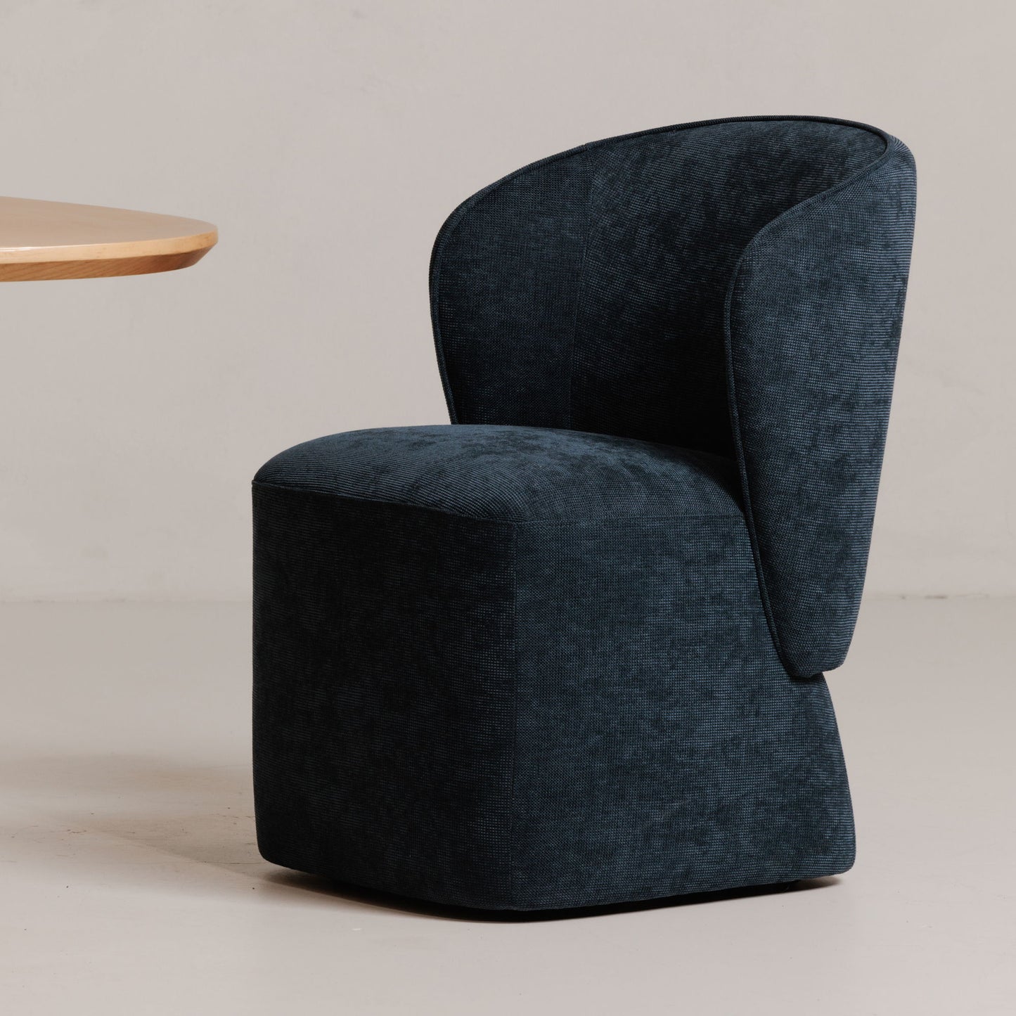 Larson - Fabric Rolling Dining Chair - Navy Blue