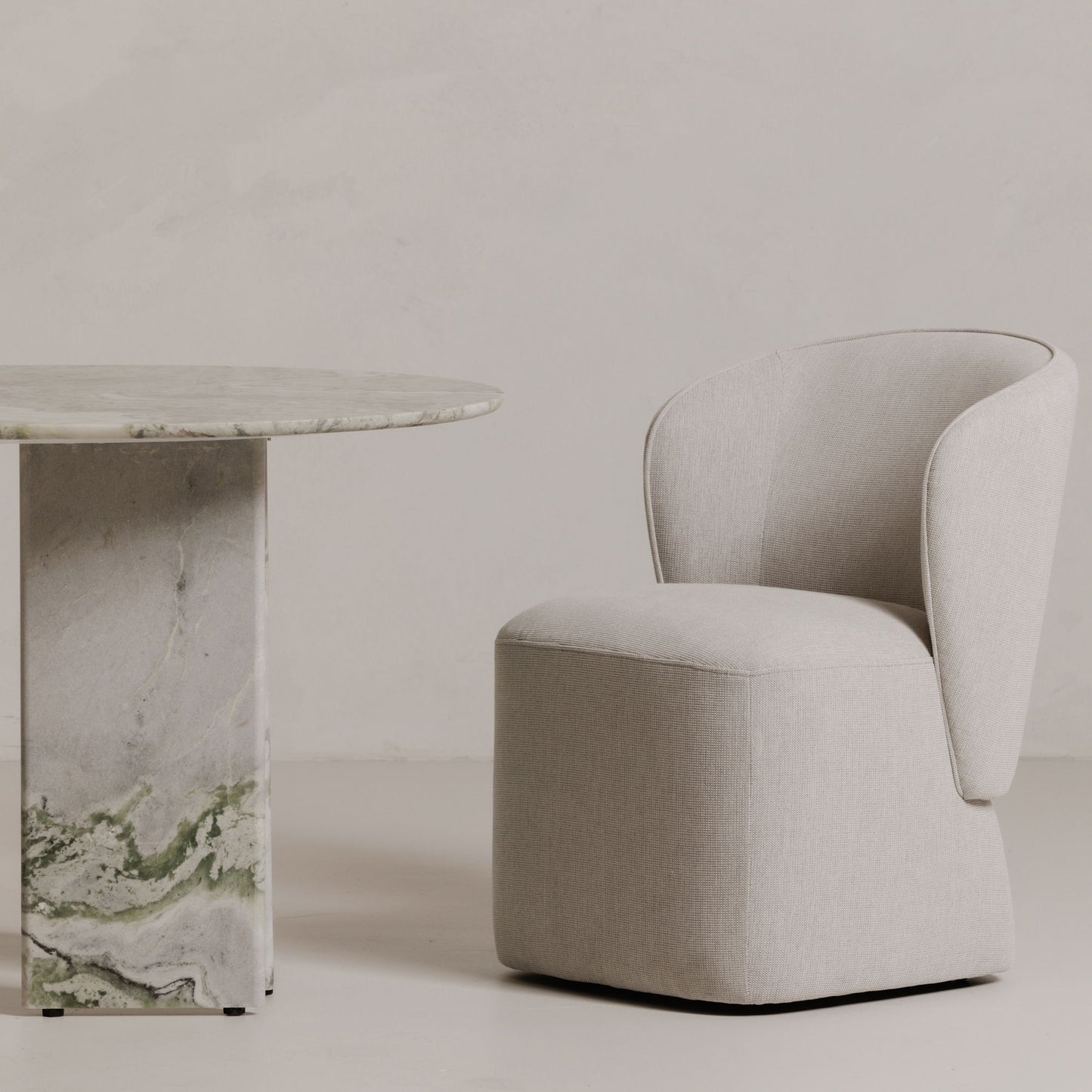 Larson - Fabric Rolling Dining Chair - Heather Gray