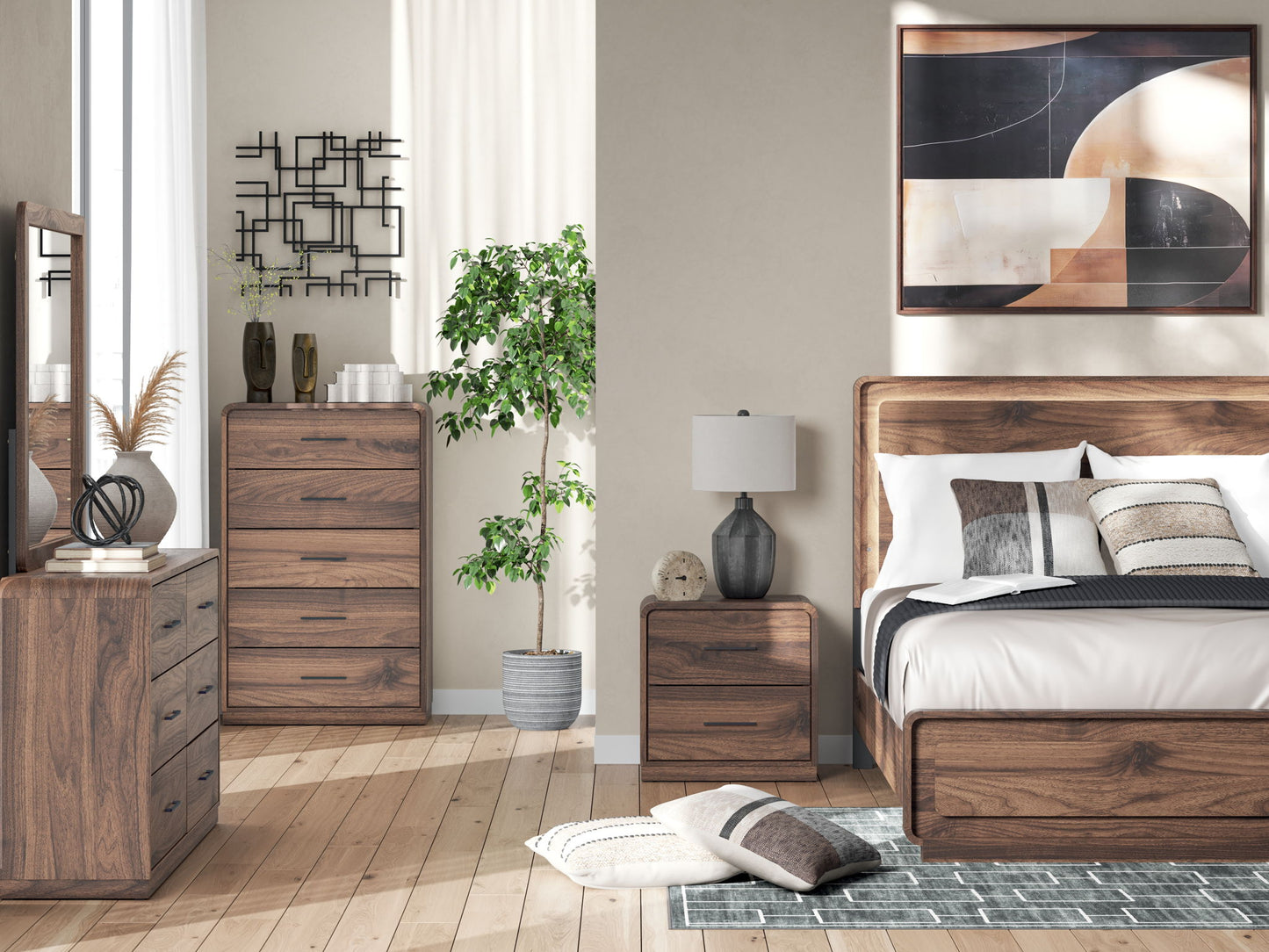 Fortlorn - Two Drawer Night Stand - Walnut Brown