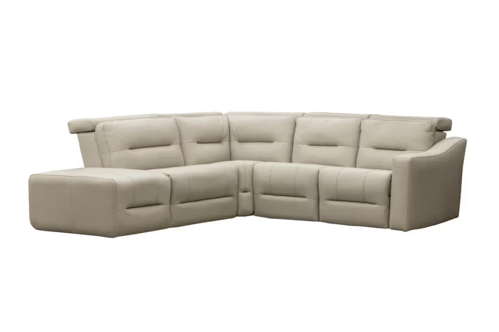 Elran Customizable Hudson 5-Piece Power Reclining Sectional Available in Fabric or Leather