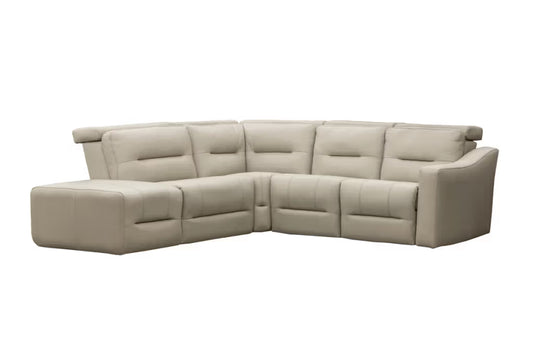 Elran Customizable Hudson 5-Piece Power Reclining Sectional Available in Fabric or Leather