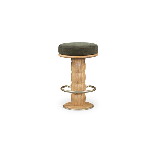 Nio - Swivel Counter Stool - Dark Green / Light Brown