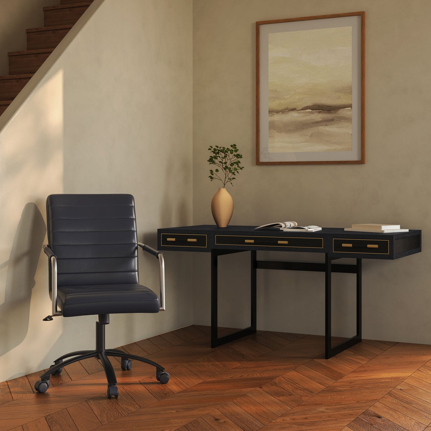 Roy - Leather Office Chair - Black
