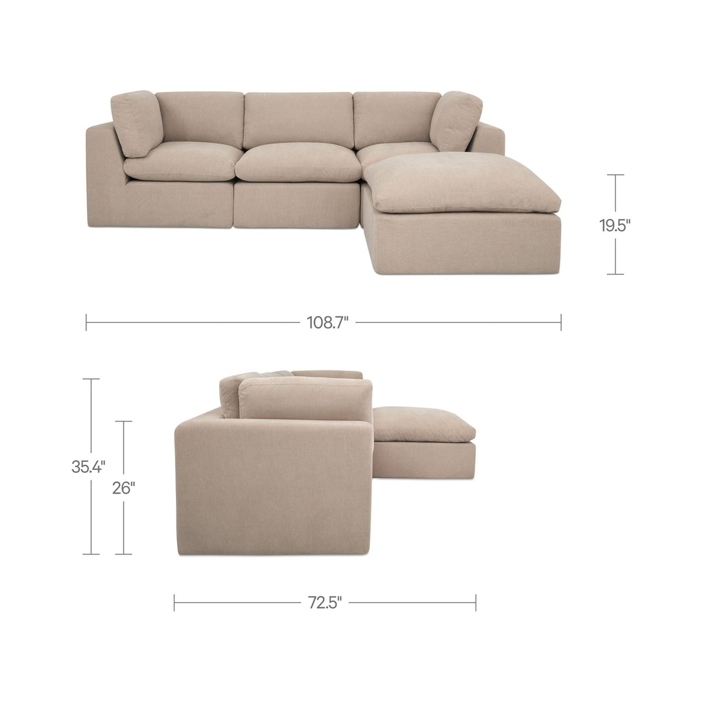 Cates - Lounge Modular Sectional - Pebble
