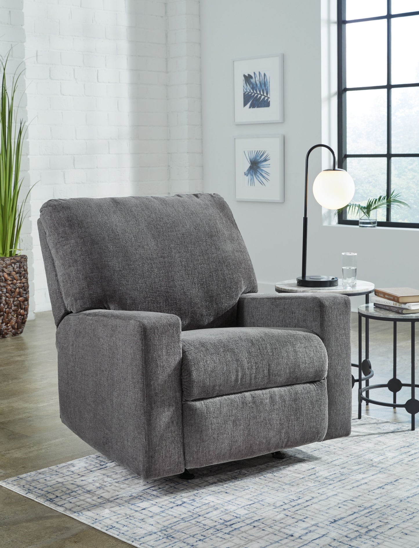 Rannis - Pewter - Rocker Recliner - Fabric