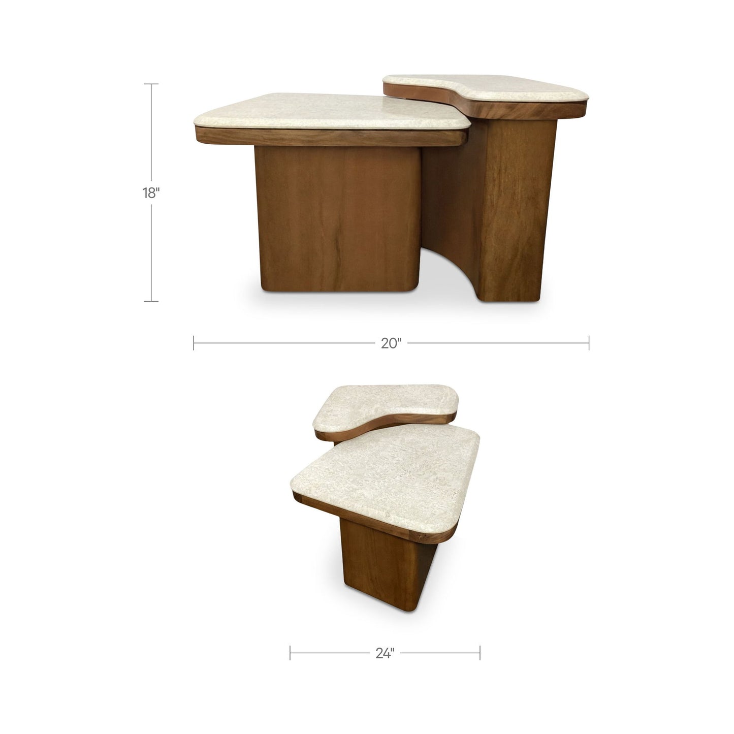 Abi - Nesting Coffee Table Cosmos Marble - Beige / Light Brown