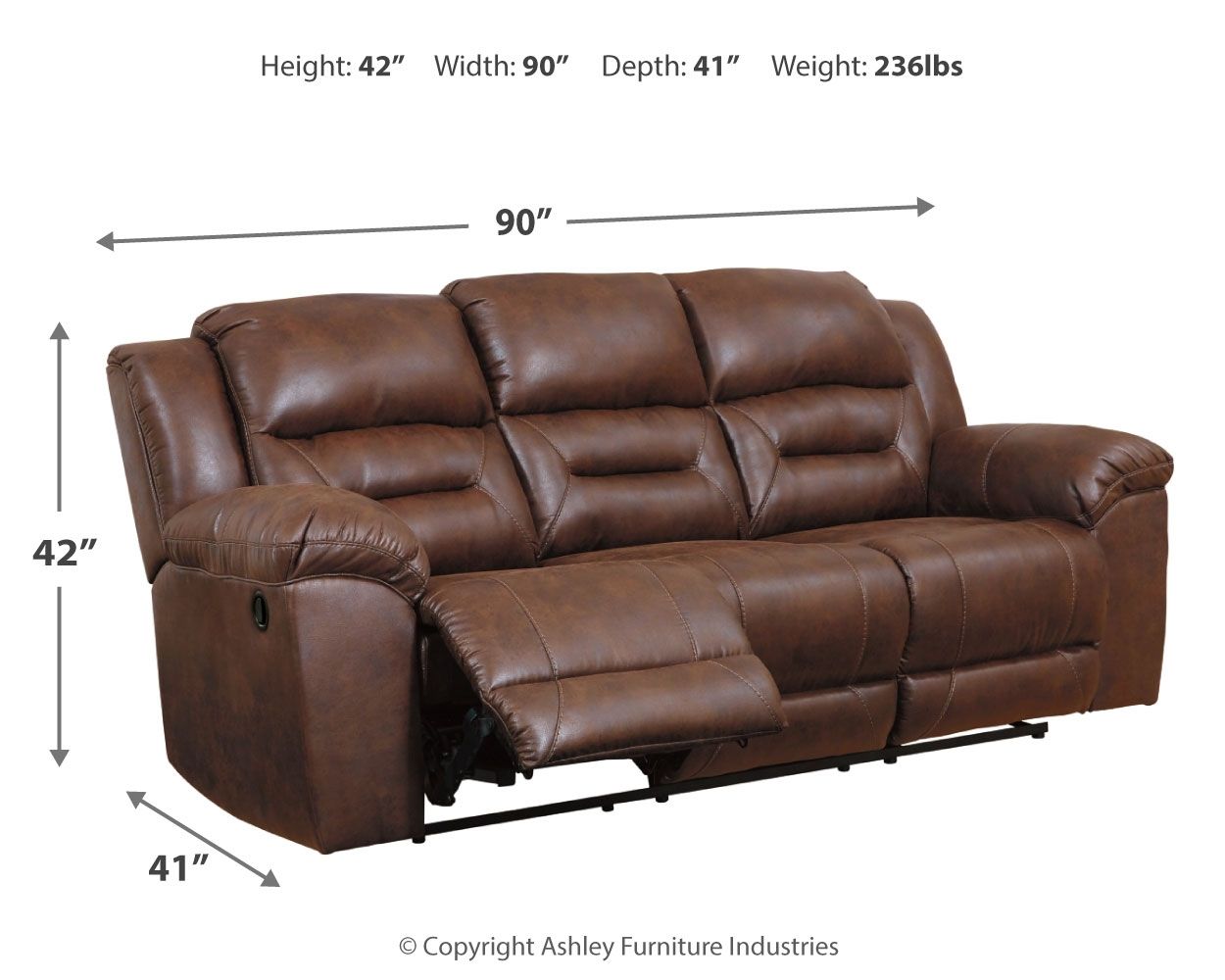 Stoneland - Chocolate - Reclining Sofa - Faux Leather