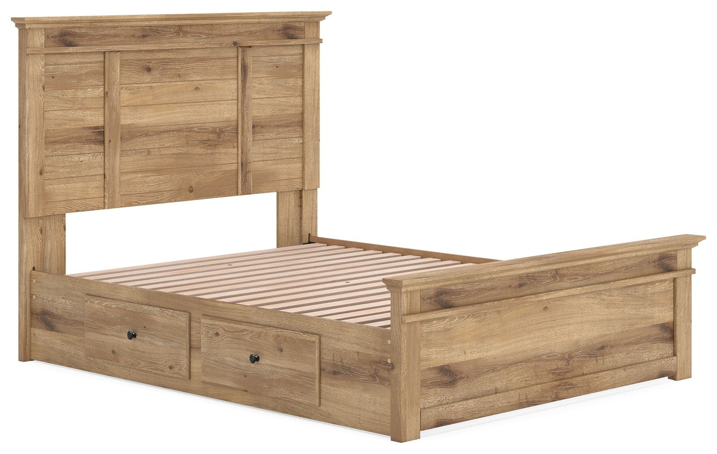 Makidern - Panel Storage Bed With 2 Under Bed Storage Units