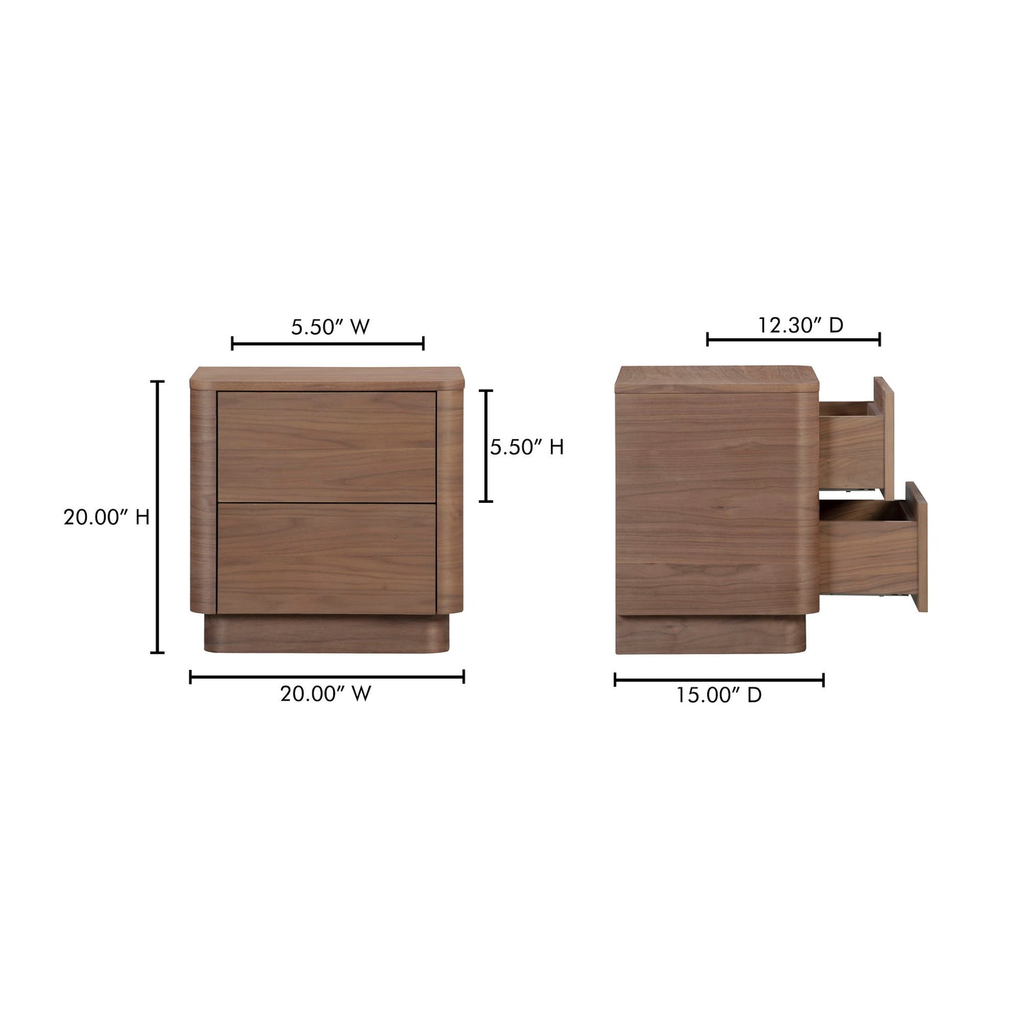 Round Off - Tall Nightstand - Dark Brown