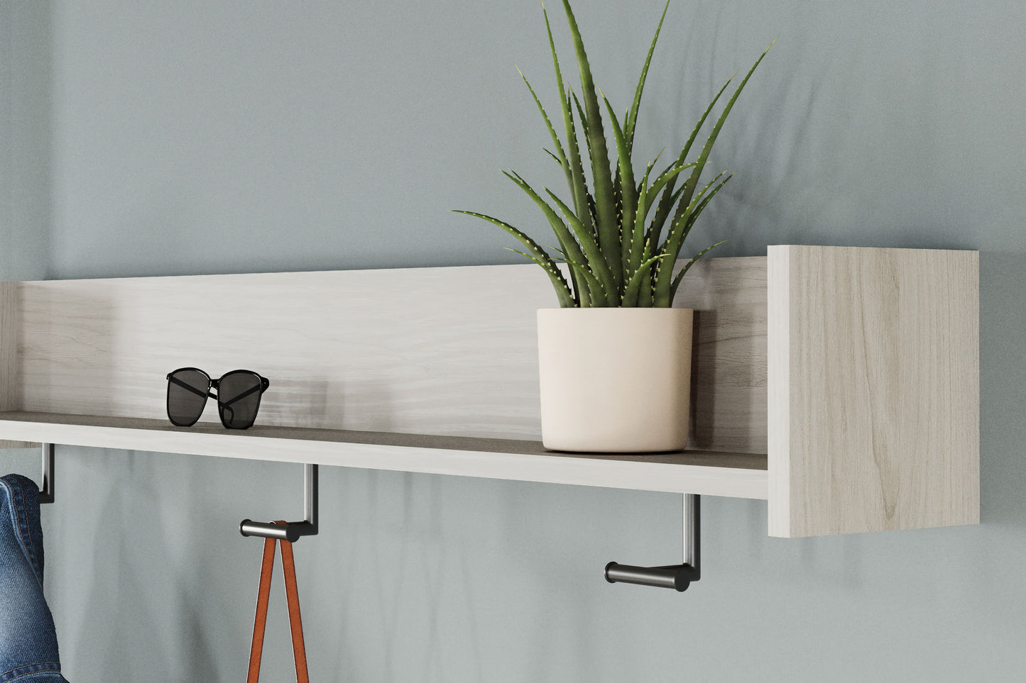 Socalle - Light Natural - Wall Mounted Coat Rack w/Shelf