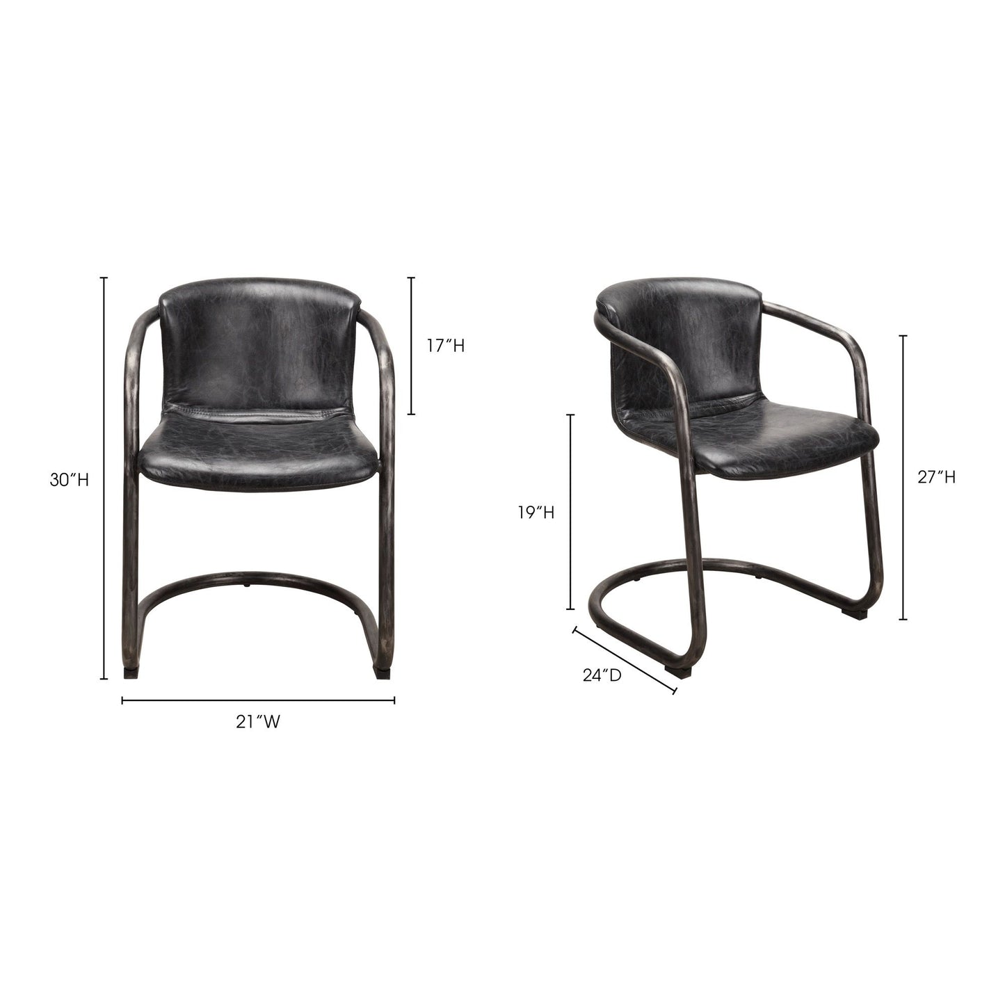 Freeman - Leather Dining Chair (Set of 2) - Onyx Black