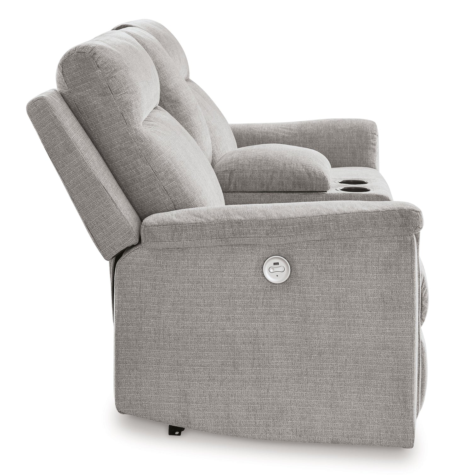 Barnsana - Ash - Dbl Power Reclining Loveseat with Console - Fabric