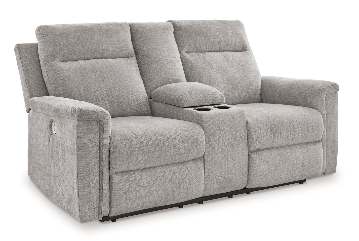 Barnsana - Ash - Dbl Power Reclining Loveseat with Console - Fabric