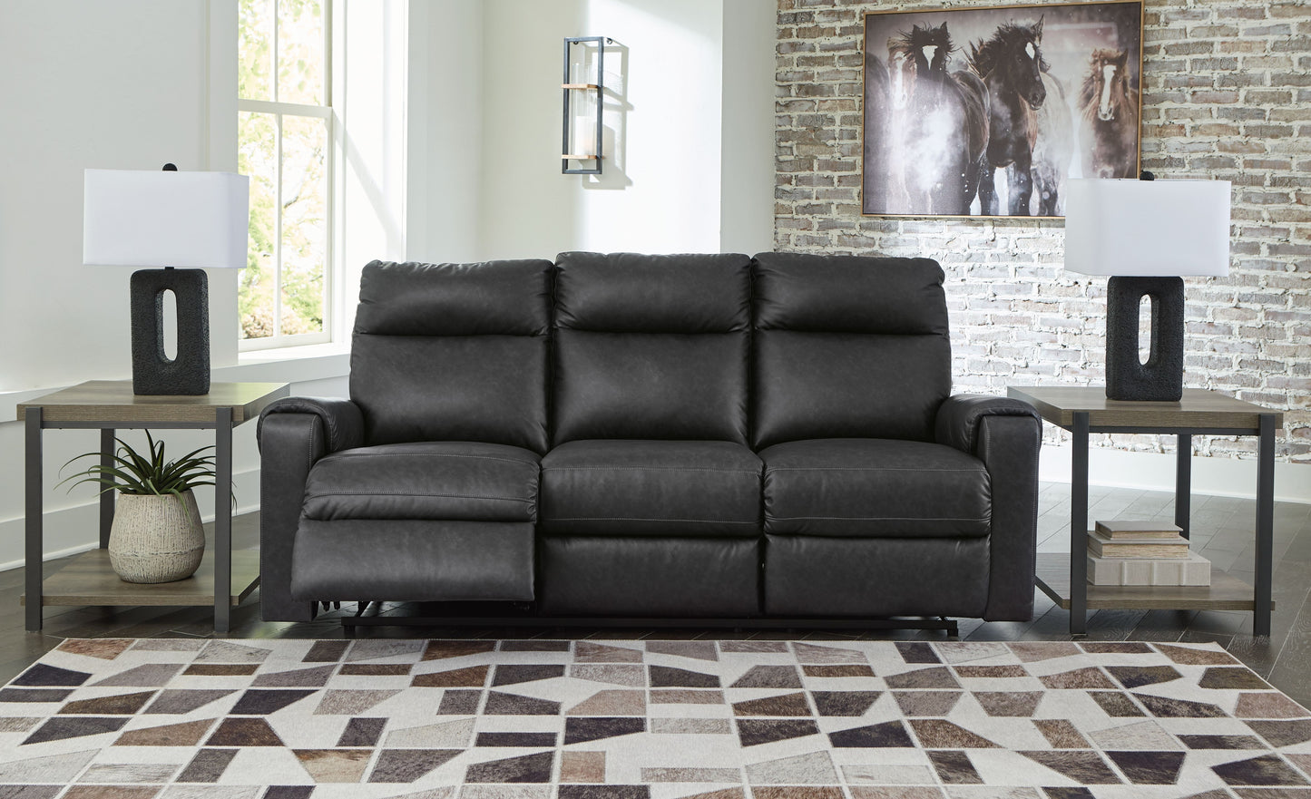 Axtellton - Carbon - Power Reclining Sofa - Faux Leather