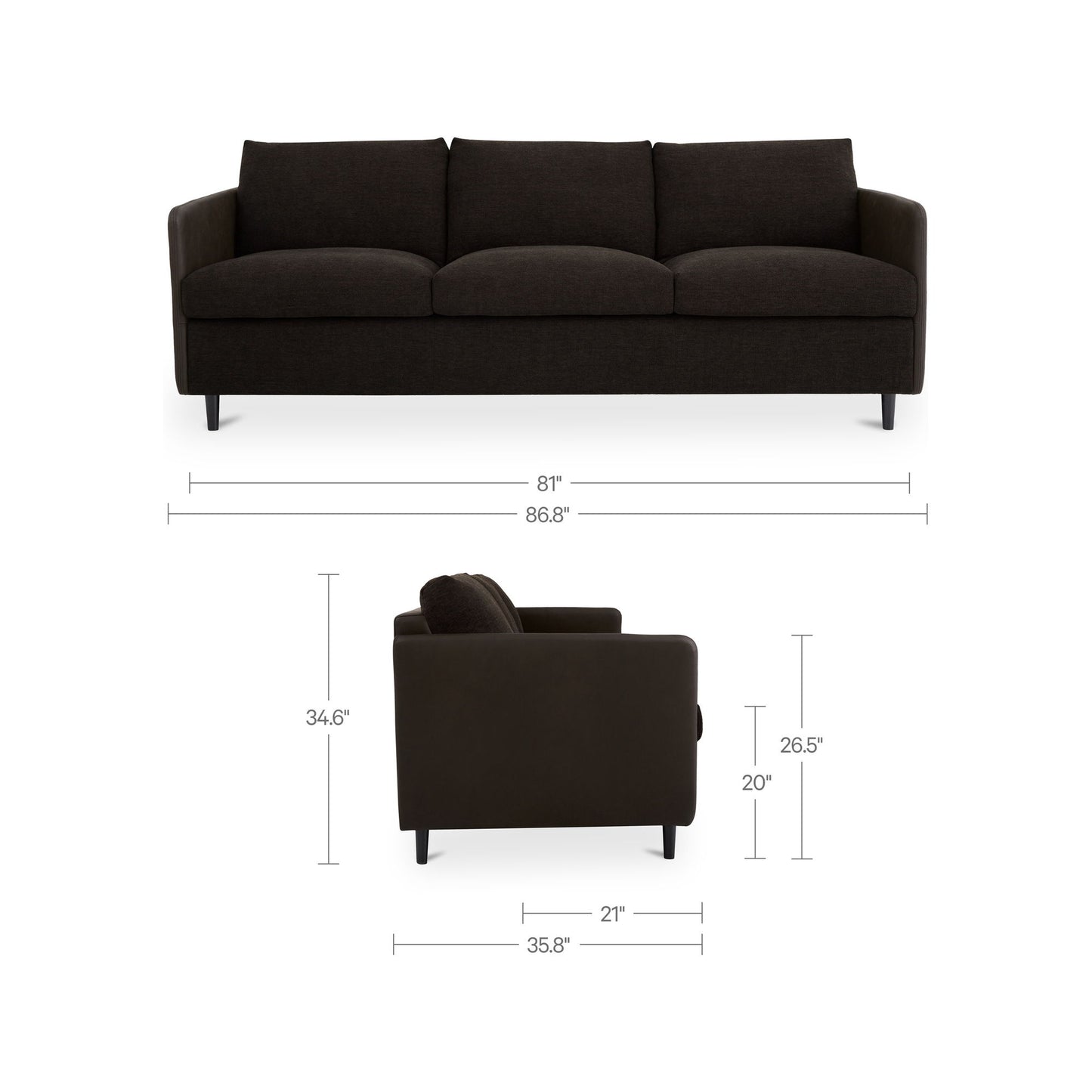 Teller - Sofa - Warm Black