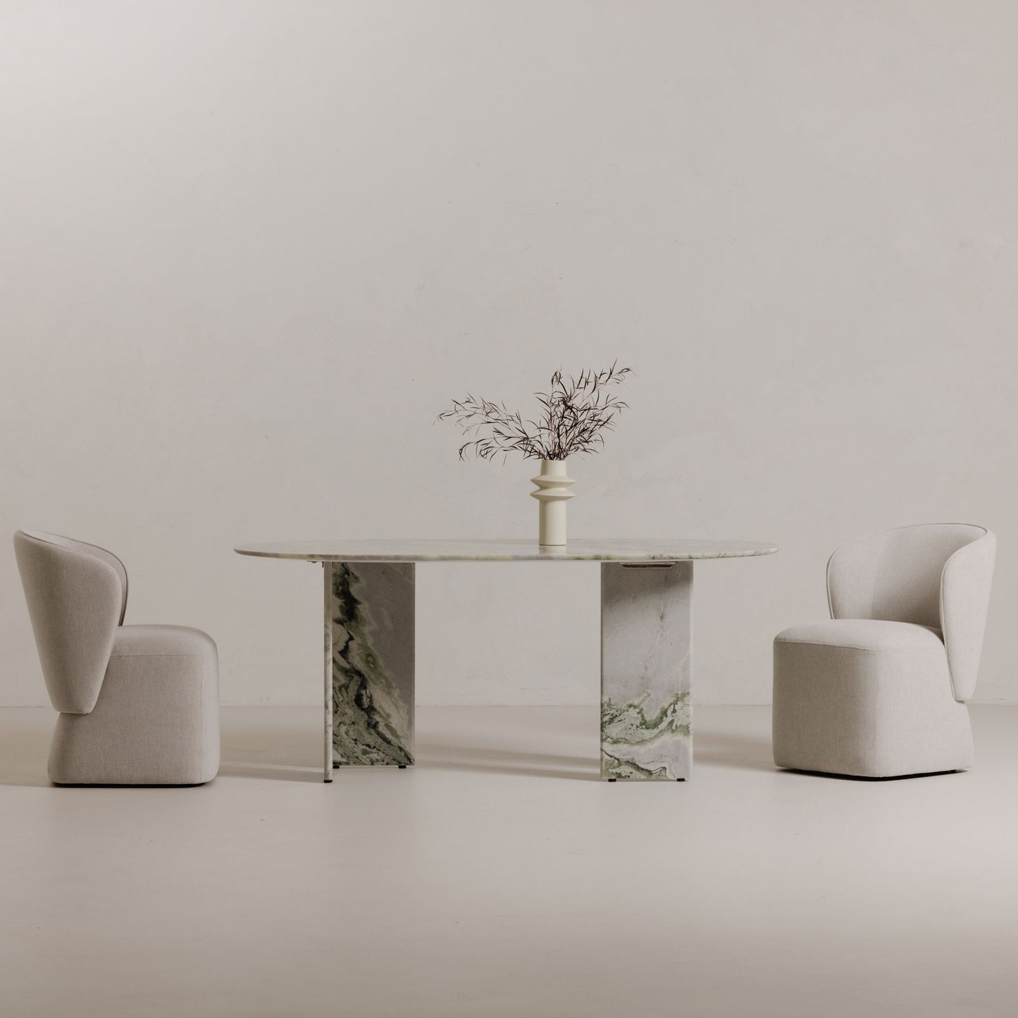 Larson - Fabric Rolling Dining Chair - Heather Gray