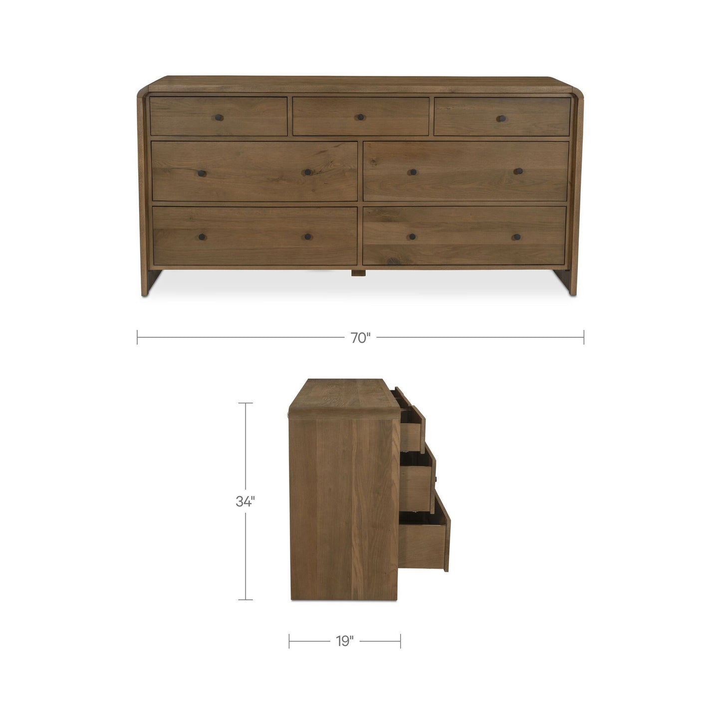 Riley - 7 Drawer Dresser - Oak