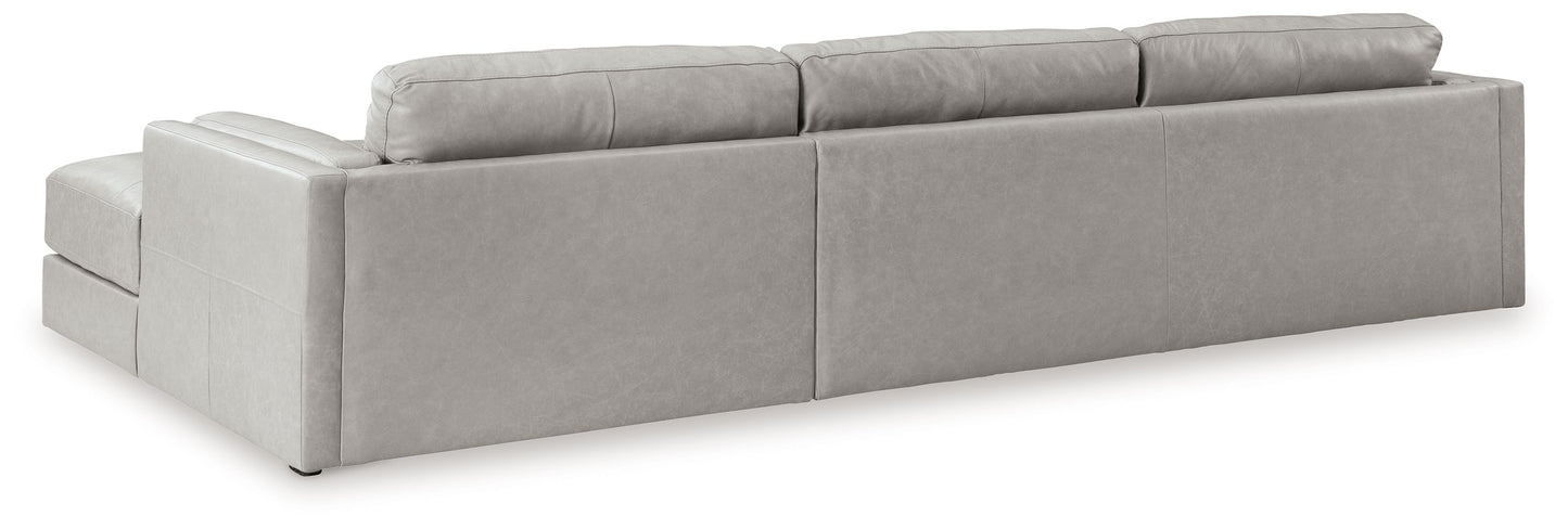 Amiata - Glacier - 2-Piece Sectional With Raf Corner Chaise - Leather Match