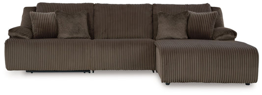 Top Tier - Chocolate - 3-Piece Sectional Reclining Sofa With Right-Arm Facing Press Back Chaise