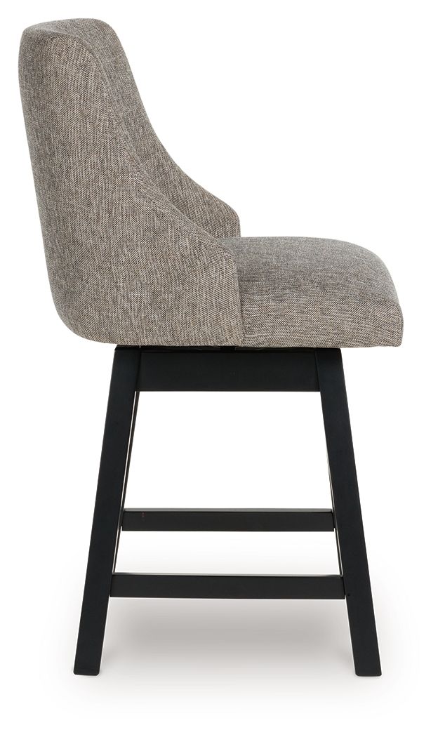 Neymorton - Upholstered Swivel Barstool (Set of 2) - Dark Grayish Brown