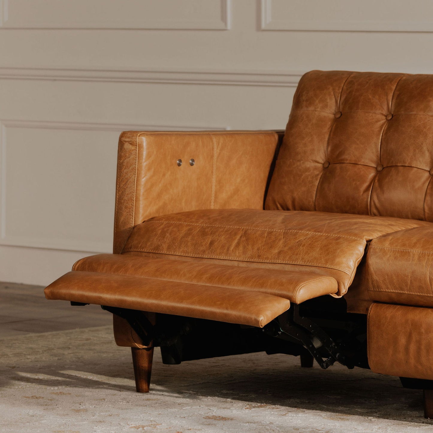 Bridgers - Leather Power Recliner Sofa - Tan