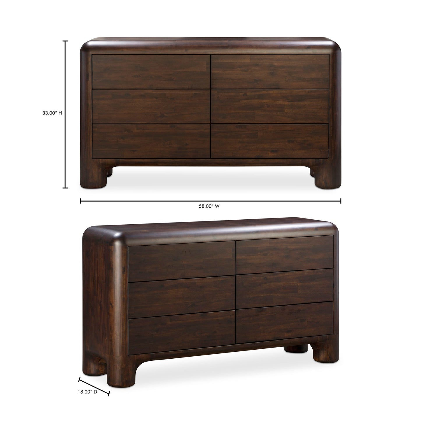 Rowan - 6 Drawer Dresser - Walnut