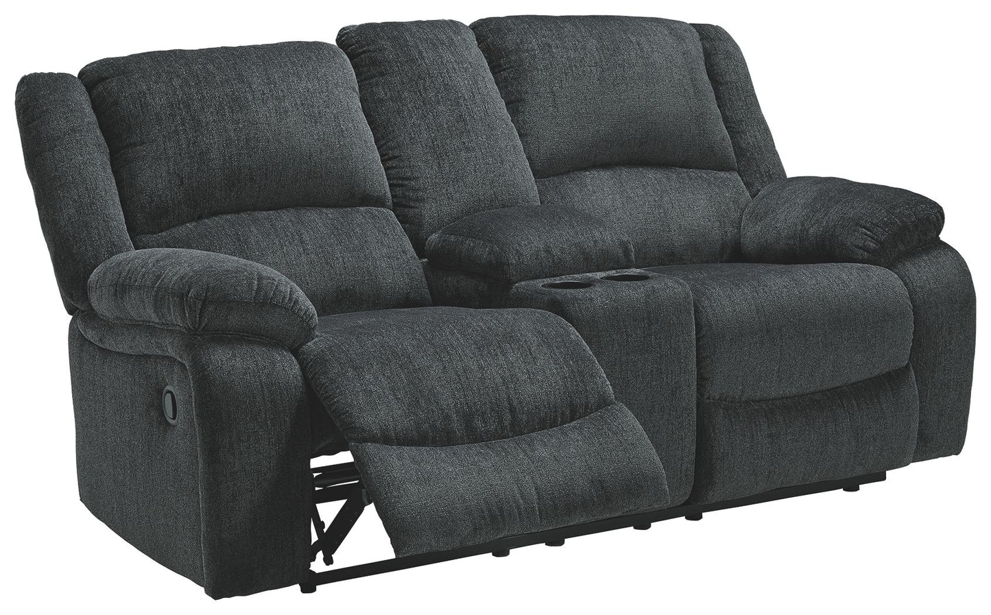 Draycoll - Slate - Dbl Reclining Loveseat W/Console - Fabric