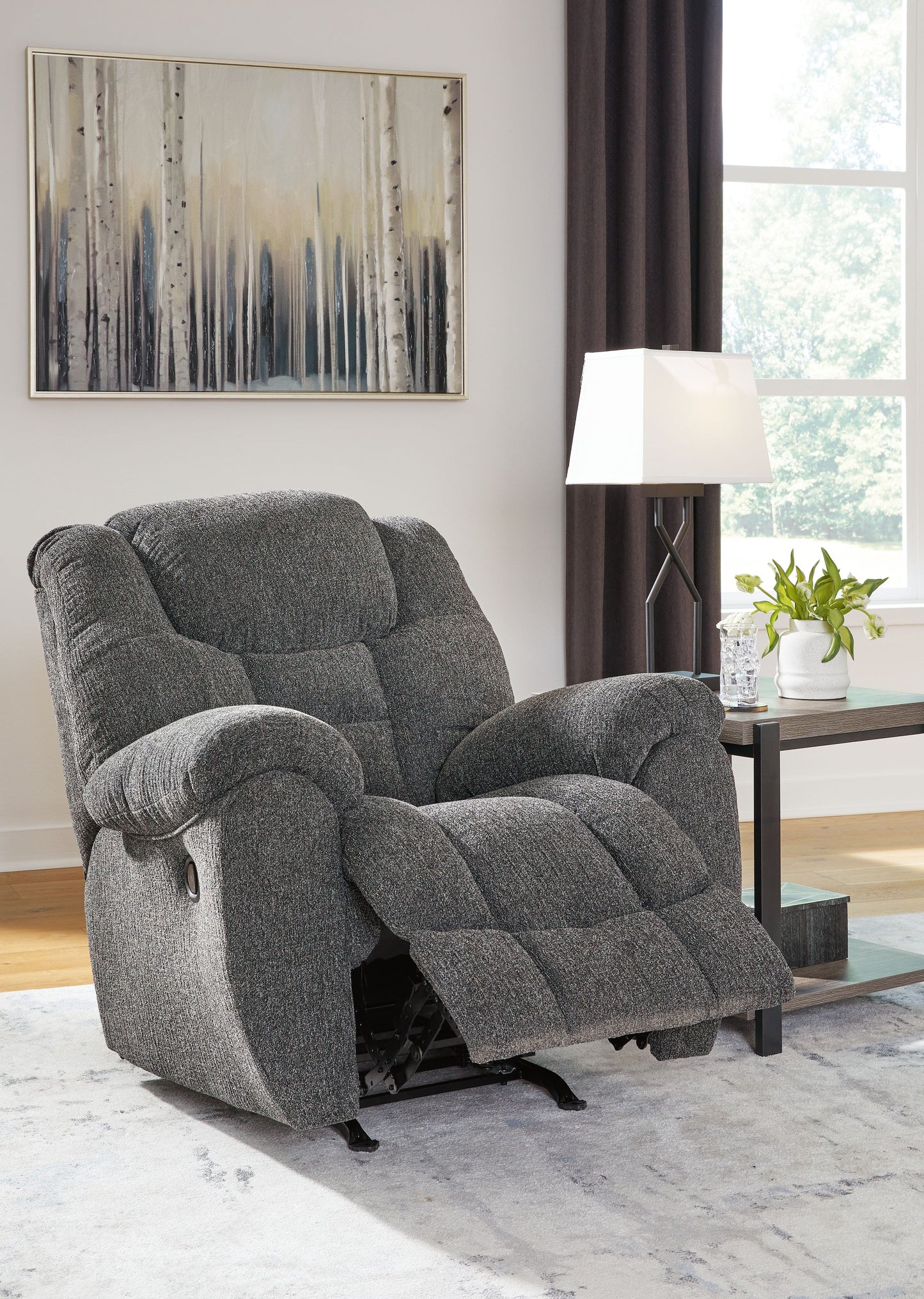 Foreside - Charcoal - Rocker Recliner - Fabric