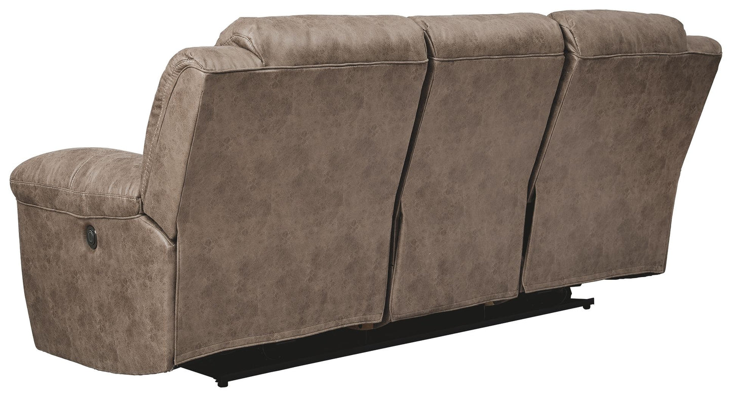 Stoneland - Fossil - Power Reclining Sofa - Faux Leather