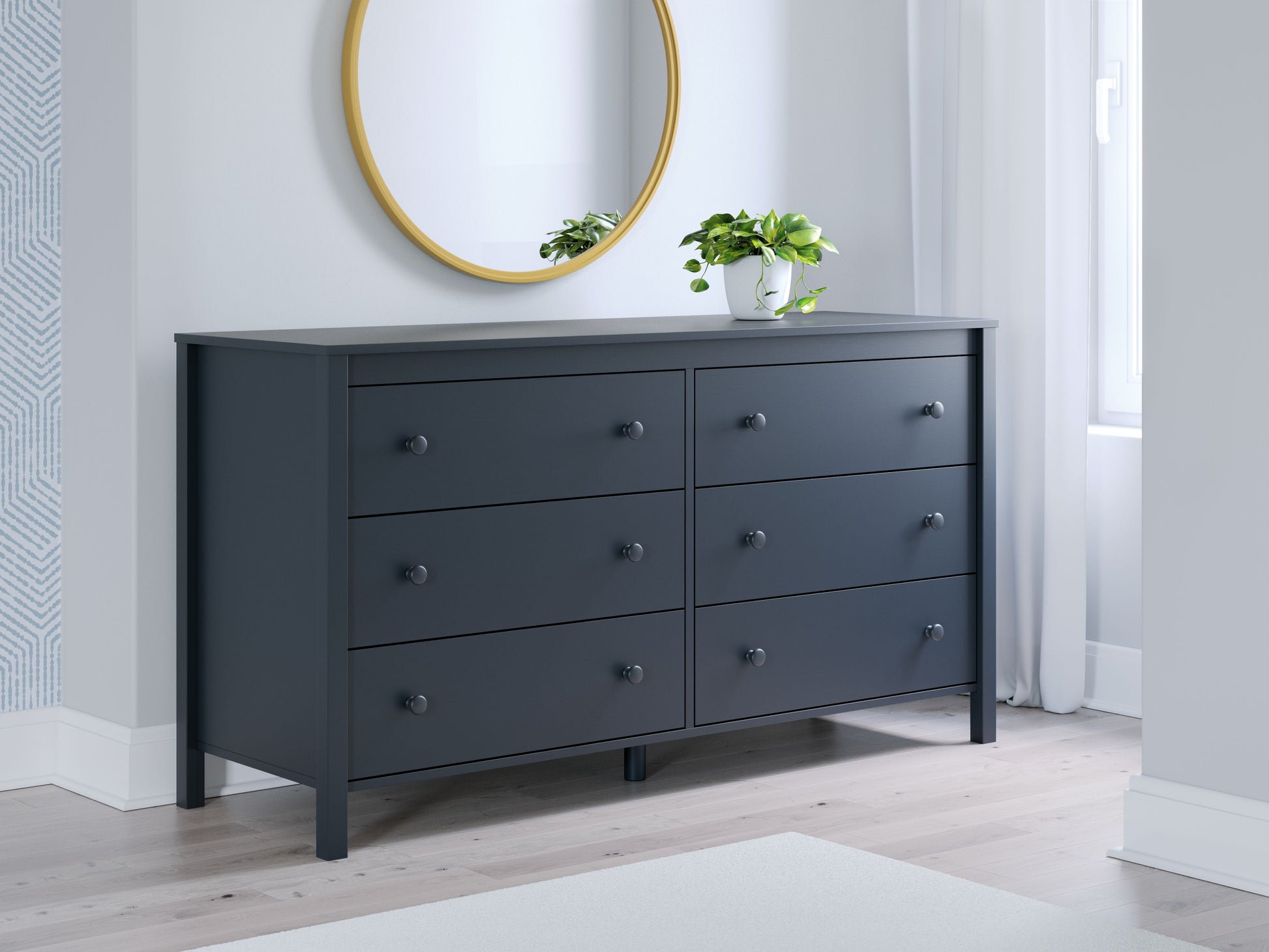 Simmenfort - Six Drawer Dresser - Navy Blue 5 Corners Furniture Simmenfort - Six Drawer Dresser - Navy Blue 5 Corners Furniture