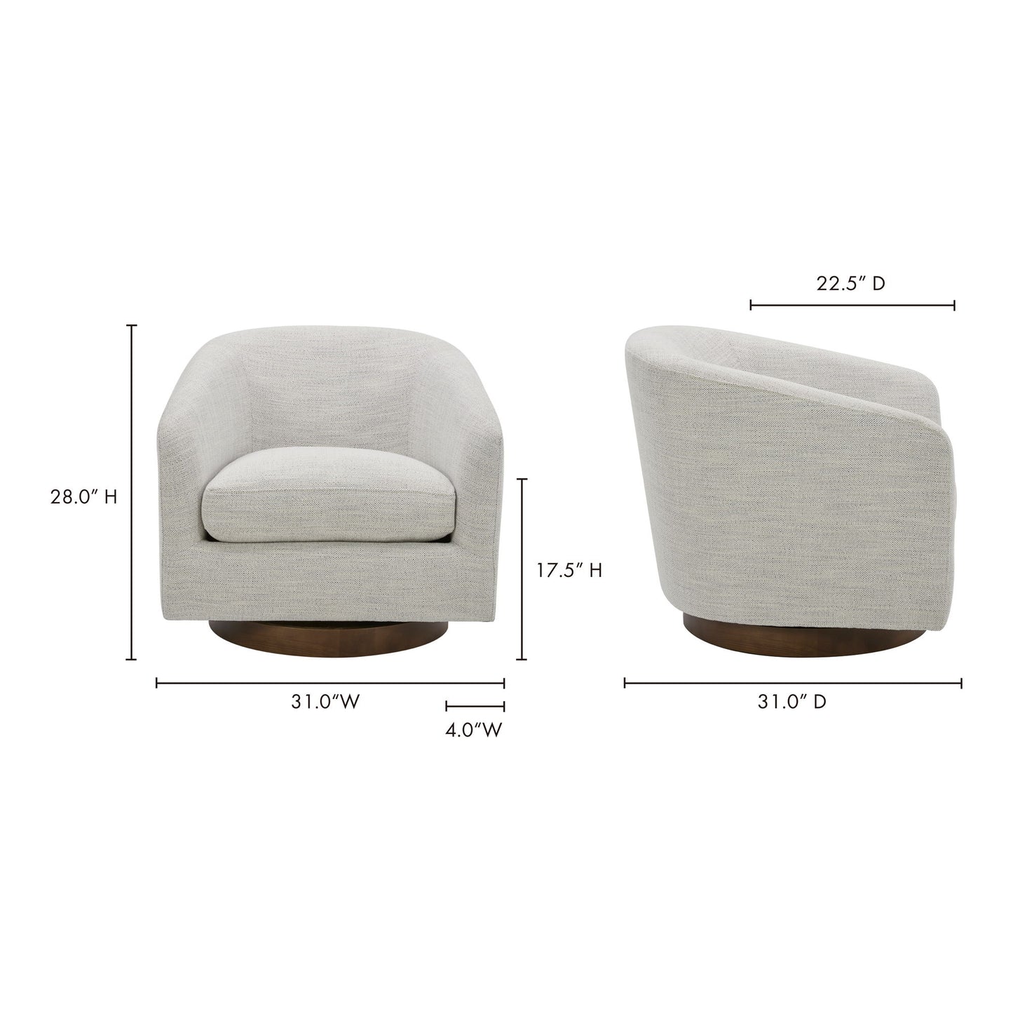 Oscy - Living Room Swivel Chair - Splashed White
