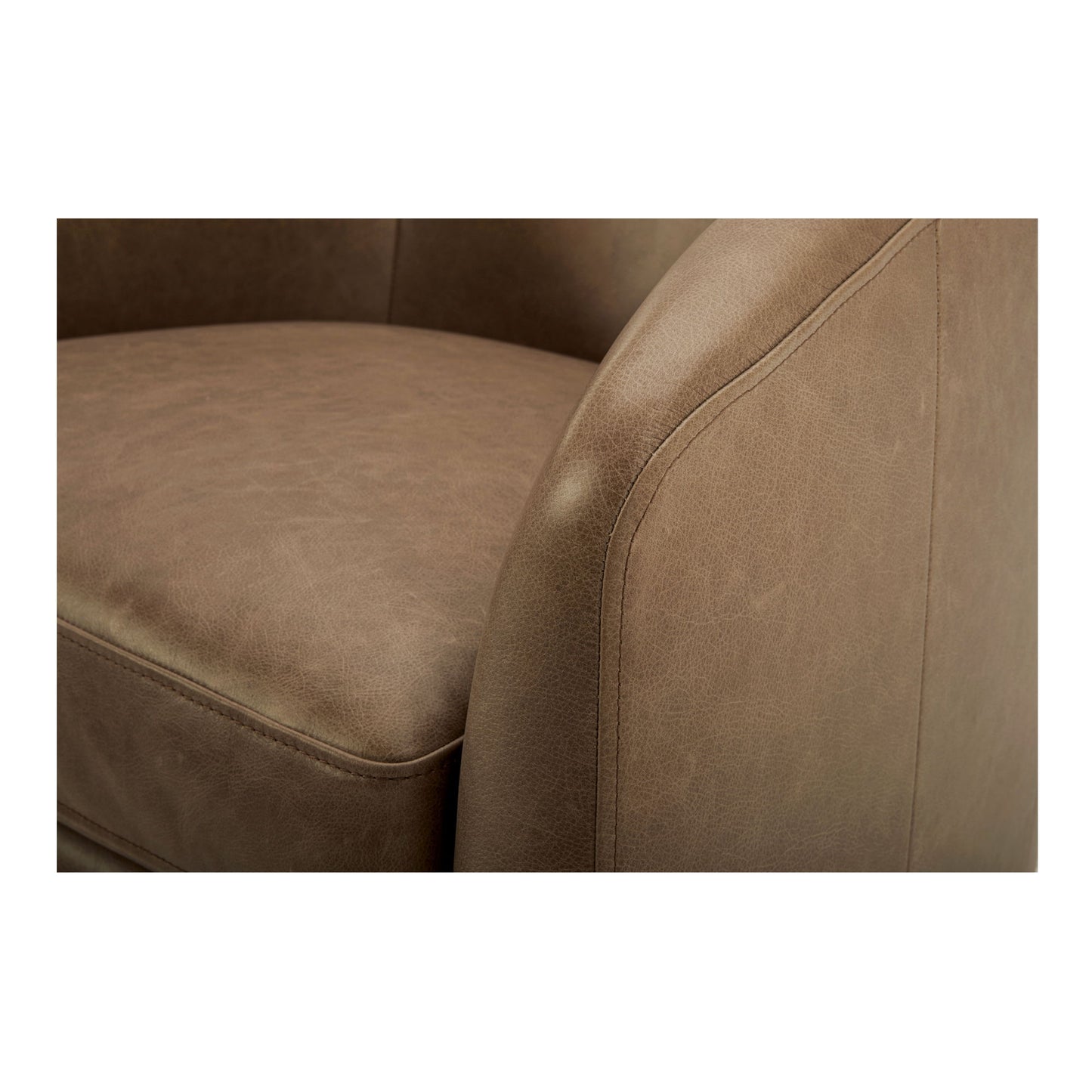 Oscy - Leather Swivel Chair - Brown