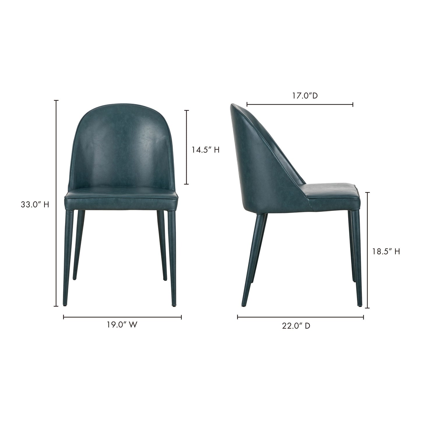 Burton - Vegan Leather Dining Chair (Set of 2) - Dark Teal
