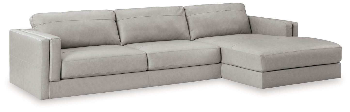 Amiata - Glacier - 2-Piece Sectional With Raf Corner Chaise - Leather Match