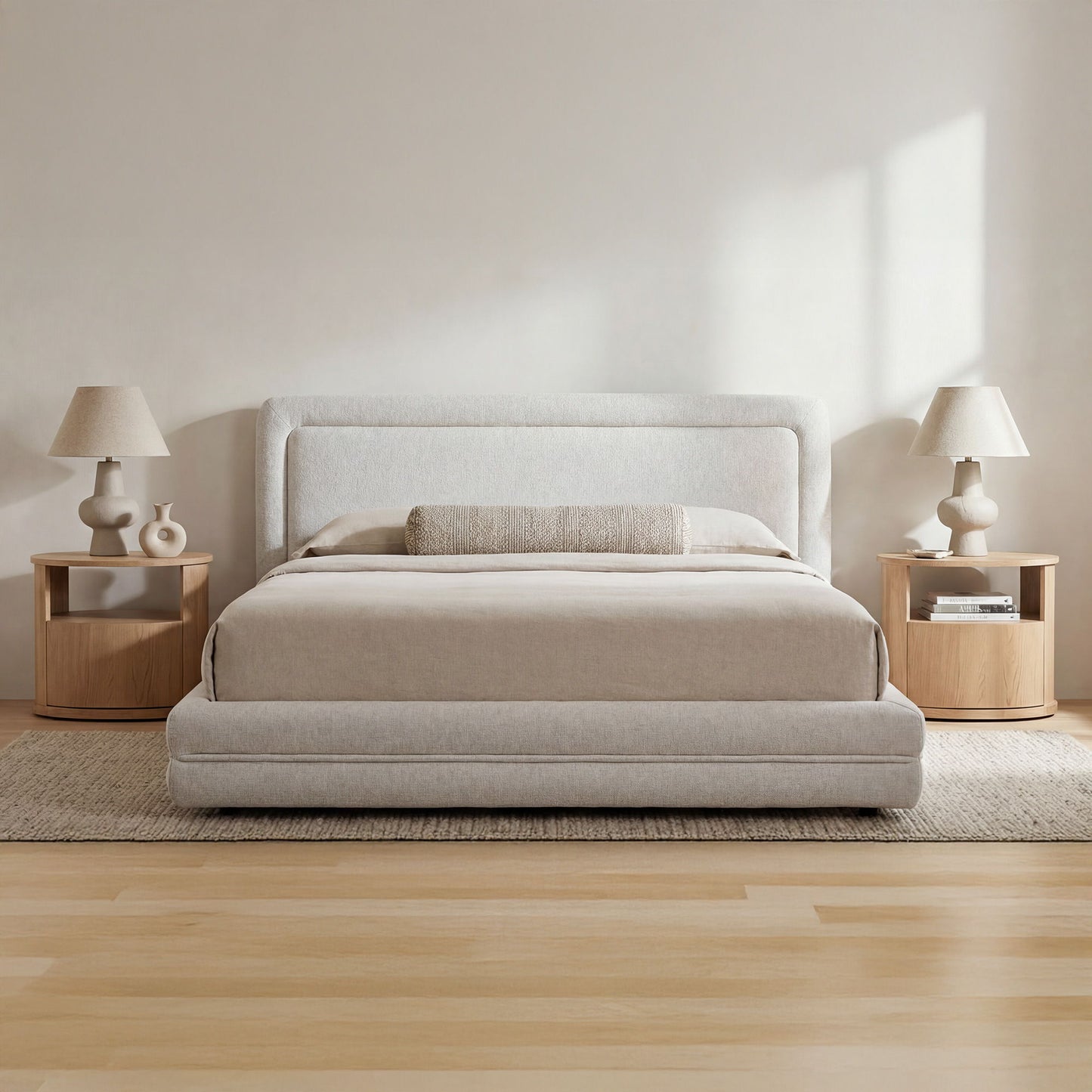 Tory - King Bed Pebble - White