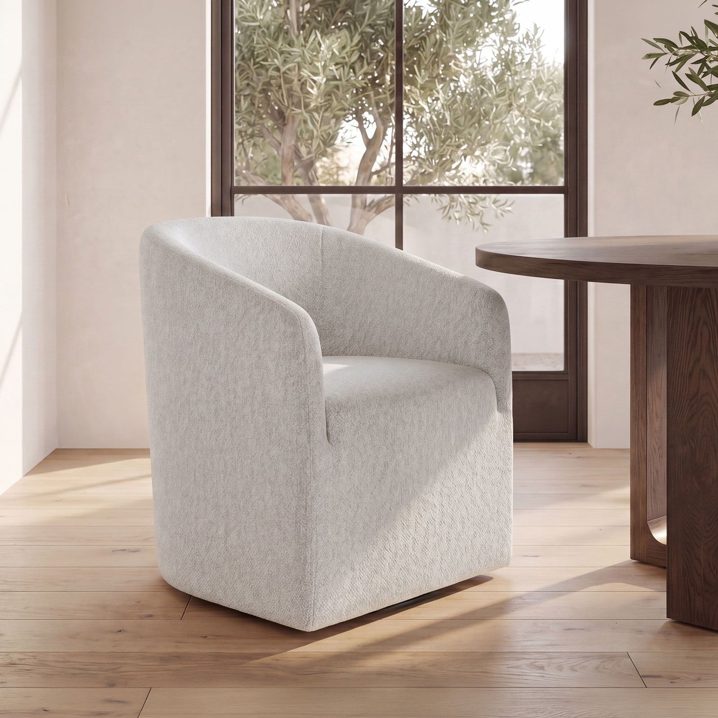 Sandy - Rolling Dining Chair - Off White