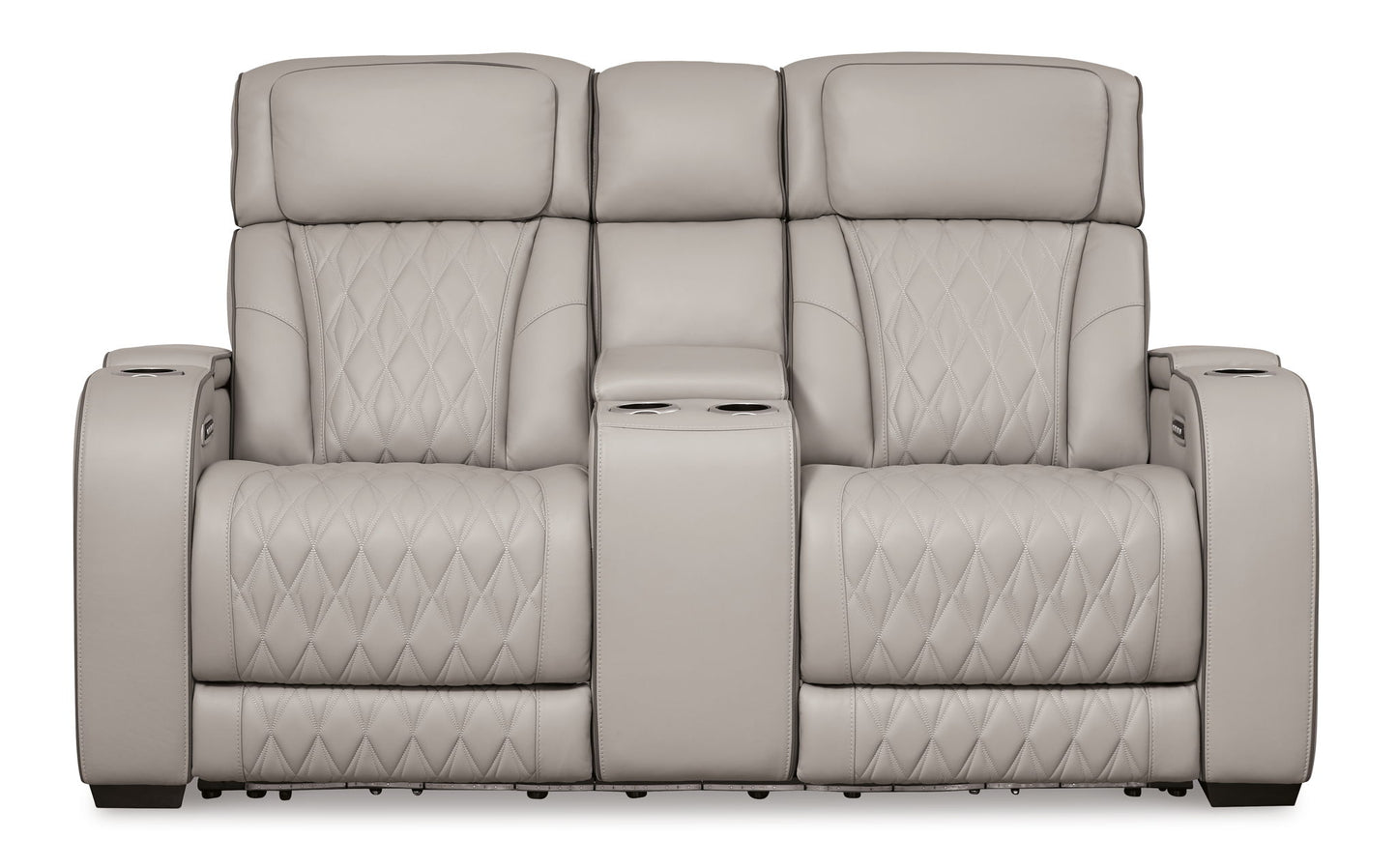 Boyington - Power Reclining Loveseat with Console/Adj Hdrst - Gray