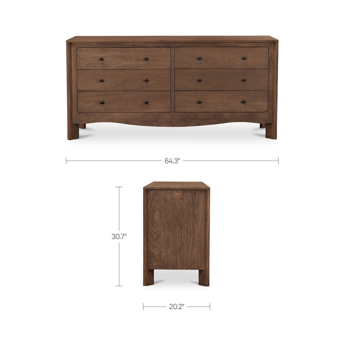 Mabel - 6 Drawer Dresser - Dark Brown