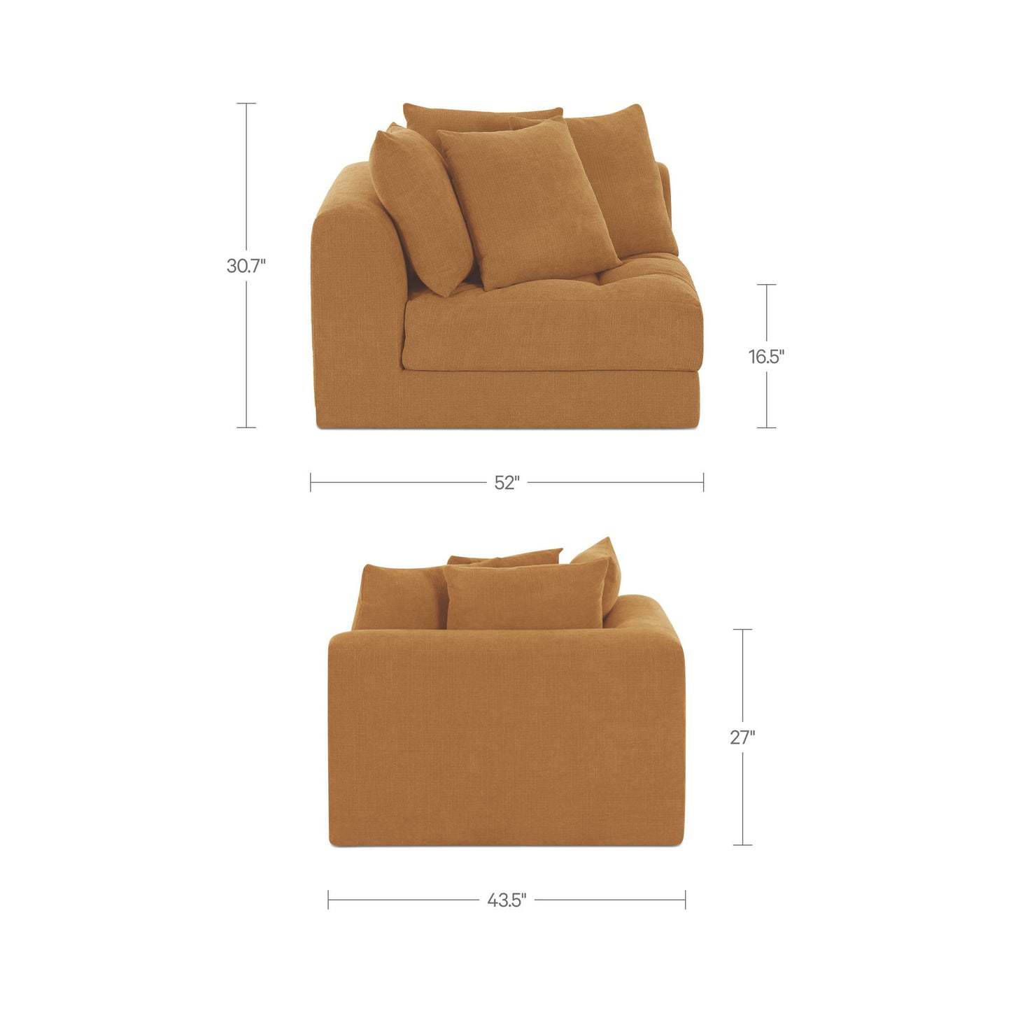 Davie - Right Arm Facing Chair - Golden Yellow