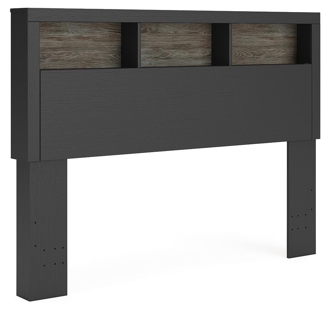 Broachmyn - Queen Bookcase Headboard - Black / Gray - Wood