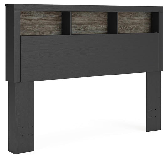 Broachmyn - Queen Bookcase Headboard - Black / Gray - Wood