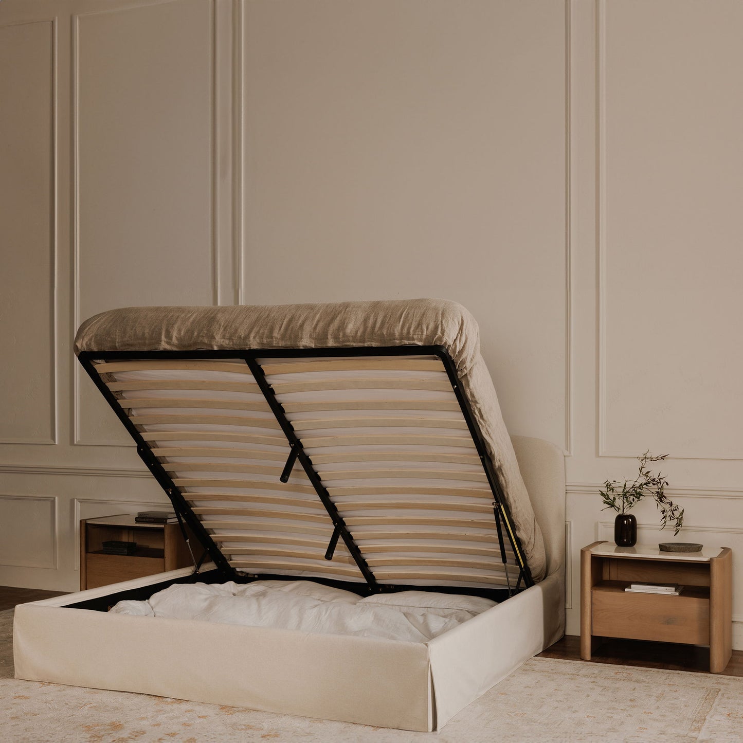 Joan - King Storage Bed - Cream