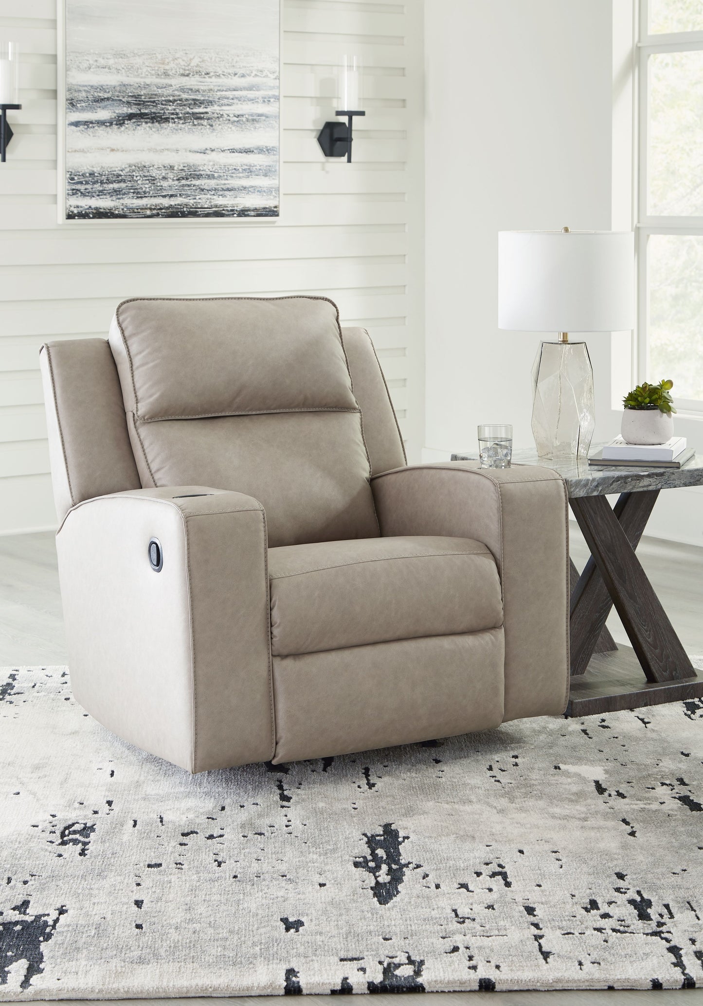 Lavenhorne - Pebble - Rocker Recliner - Faux Leather