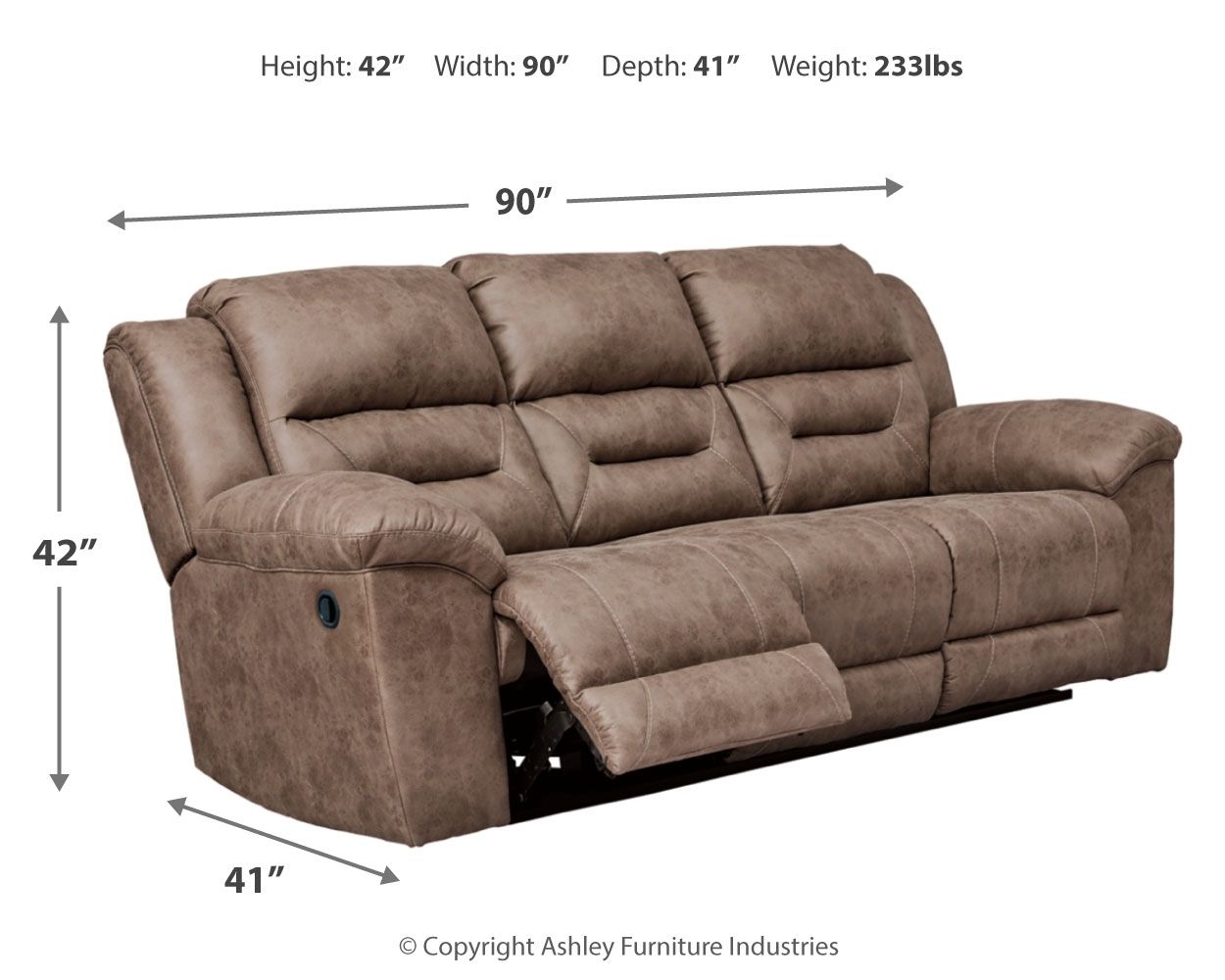 Stoneland - Fossil - Reclining Sofa - Faux Leather