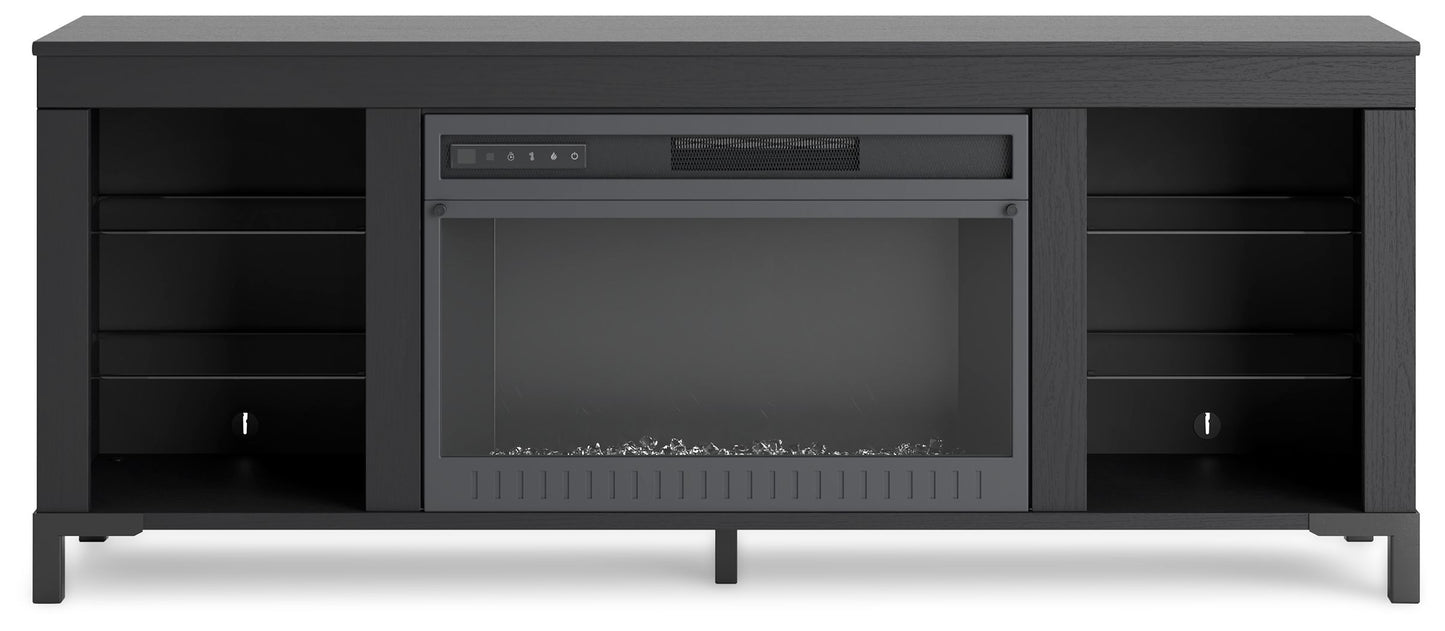 Cayberry - Black - TV Stand With Fireplace